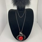 Brushed Metal and Red Statement Necklace