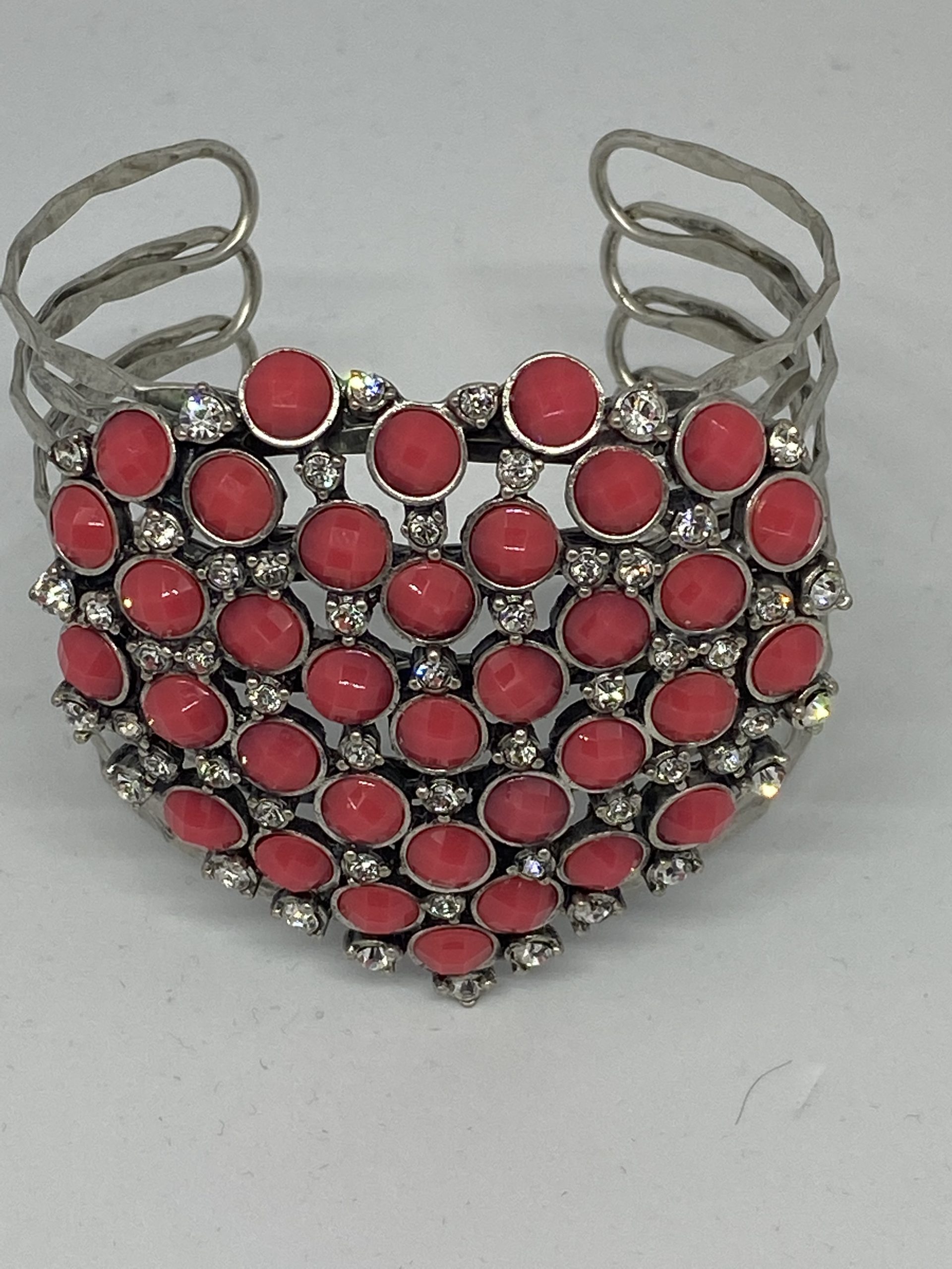 Red And Aqua Diamante Stoned Silver Effect Bangle's