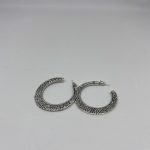 GUN METAL HOOP PIERCED EARRINGS