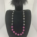 PINK & BLACK BALL EFFECT GLITZY NECKLACE
