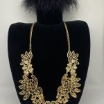 GOLD EFFECT LEAF STATEMENT NECKLACE