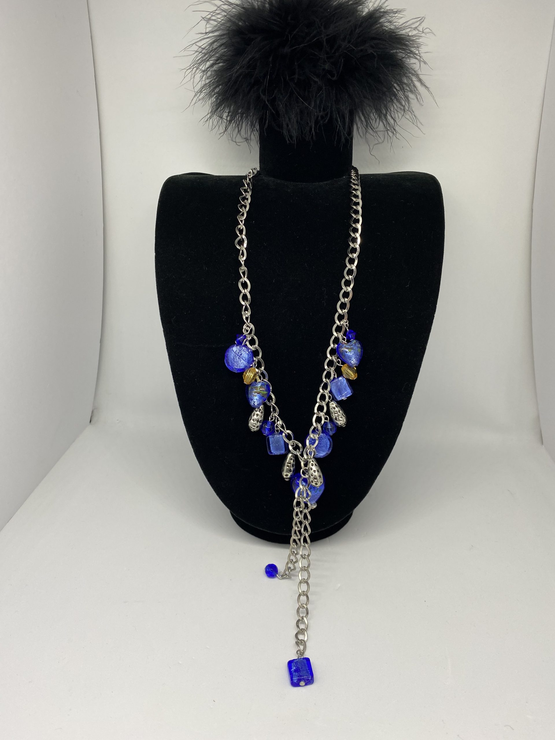 ELECTRIC BLUE & SILVER EFFECT NECKLACE