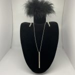 GLAMOROUS  DIAMONTE NECKLACE & PIERCED EARRING SET