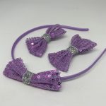LILAC SEQUIN BOW HEADBAND & BOW CLIPS