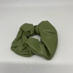 VEGAN GREEN LEATHER FABRIC SCRUNCHIE
