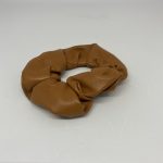 LIGHT BROWN VEGAN LEATHER FABRIC SCRUNCHIE