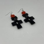 RED & BLACK CROSS PIERCED EARRINGS